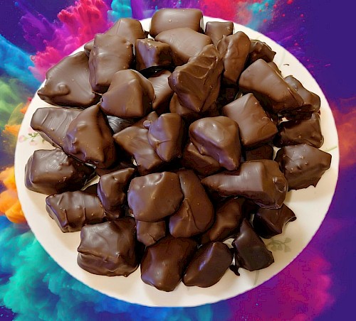 Dark chocolate covered honeycomb pieces